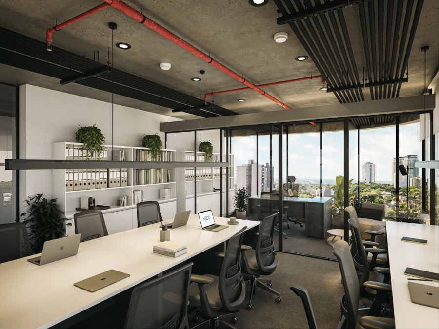 Render de la oficina Tipo L-M