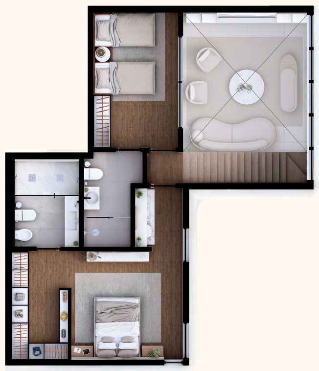 Plano del penthouse, planta alta