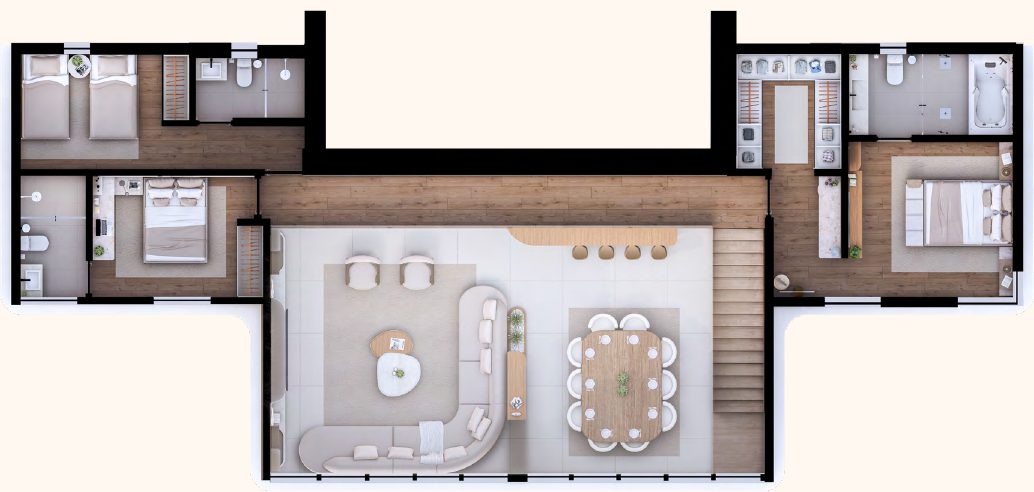 Plano del super penthouse, planta alta