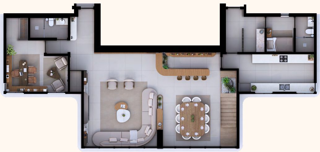 Plano del super penthouse, planta baja
